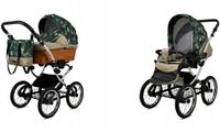 BabyLux® Kinderwagen 2in1 CLASSIC EXCLUSIVE FERN LEAF SILVER FRAME