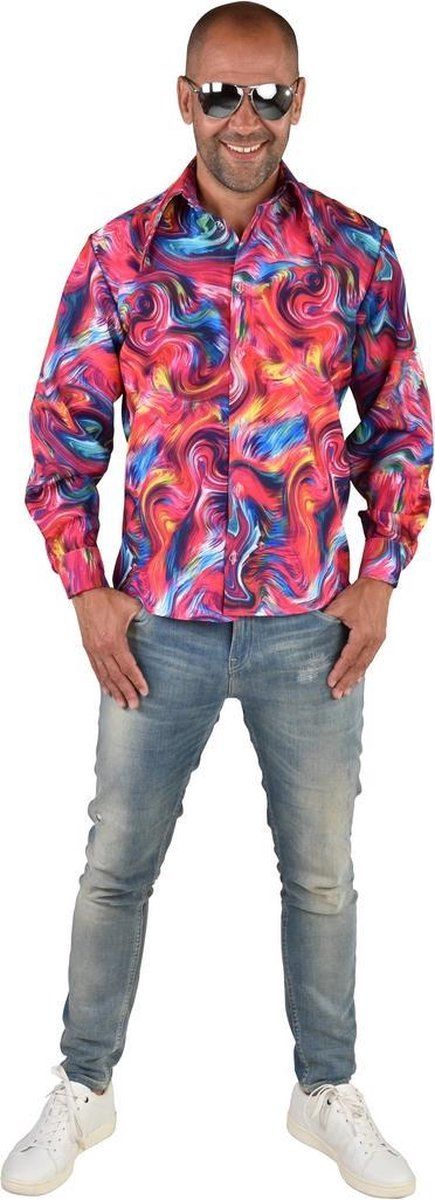 Magic by Freddy Feesten & Gelegenheden Psychedelische Draaikolken Hemd Roze Man - Medium