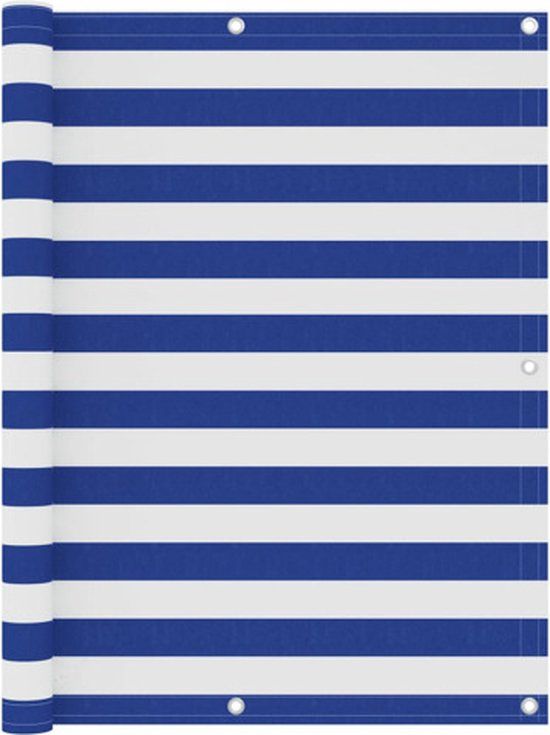 vidaXL Balkonscherm 120x400 cm Oxford Stof Wit en Blauw