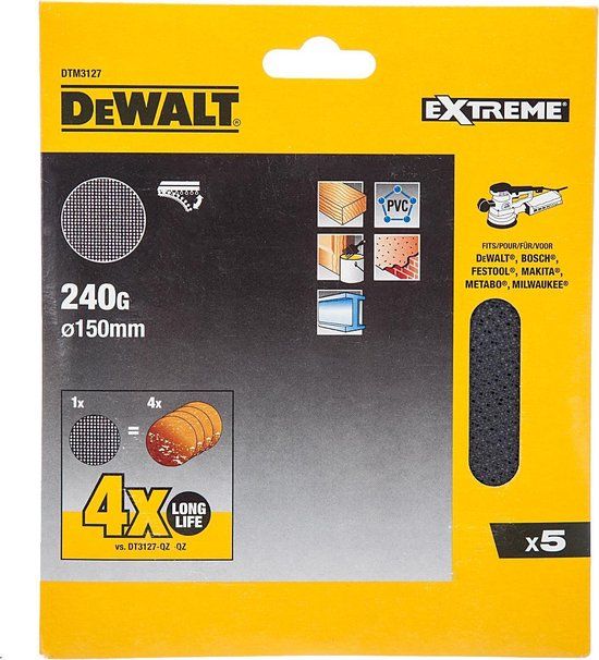 DeWALT DTM3127 Mesh Schuurgaas ø 150mm K240 - 5 stuks