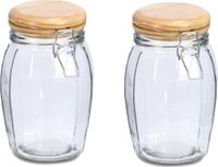 Zeller Weckpotten/inmaakpotten - 2x - 1.2L - glas - met beugelsluiting - D12 x H19 cm
