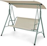 en.casa Hollywoodschommel Satten 3 persoons 173x119x153 cm lichtgroen en beige