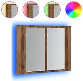 vidaXL Armoire à glace LED 60x12x45 cm Bois d'ingénierie Bois vieilli