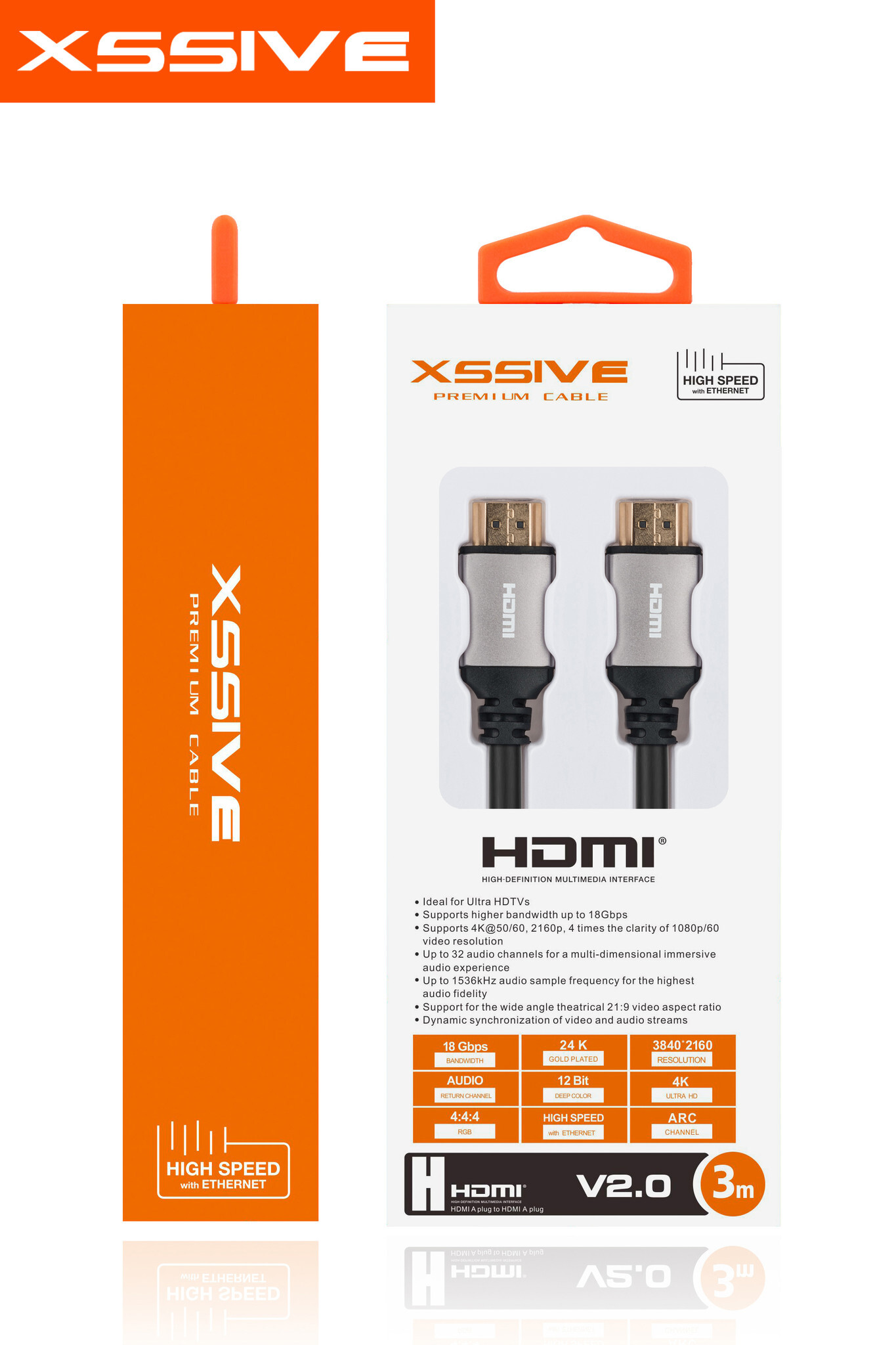 Xssive HDMI 4K Ultra HD kabel - 3 meter