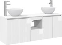 vidaXL Badkamerkast - set - 3 - st - Hoogglans - Wit - 129 x 35 x 80 cm