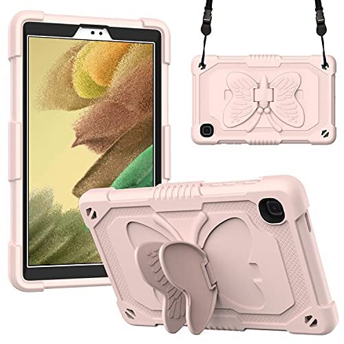 Q-HL Hoes voor Samsung Galaxy Tab A7 Lite 8,7 inch tablet SM-T225/T220, schokbestendig, robuuste beschermhoes met standaard, schouderriem