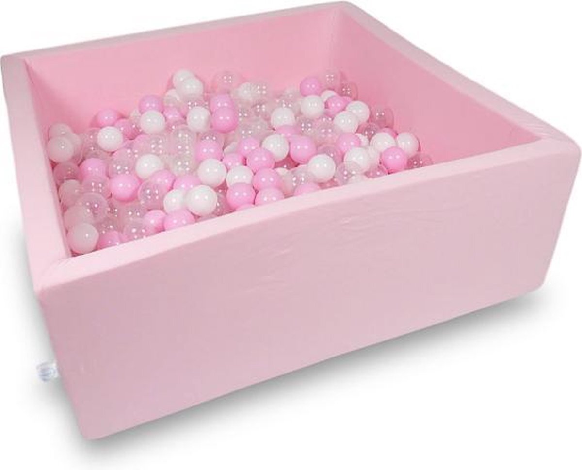 Viking Choice Ballenbak vierkant roze - 600 ballen - 110 x 110 cm - ballenbad - licht roze 7 cm ballen