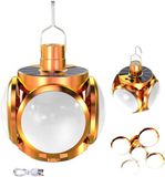 Merkloos Solar Soccer Camping Light - USB/Solar Oplaadbaar, 5 Verlichtingsmodi/Waterdicht/Opvouwbaar, voor Outdoor Stall Camping RV Emergency, Draagbare LED Camping Tent Lamp (Goud-Zonder Afstandsbediening)