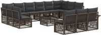 vidaXL Tuinbank - Set - 14 - st - Grijs - poly - rattan