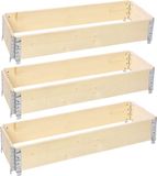 Garronda bac de culture bordure de palette lot de 3 120x40x20 cm - Naturel - Bois