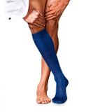 FALKE No. 6 Finest Merino & Silk Kniekousen Heren Blauw Maat 43-44