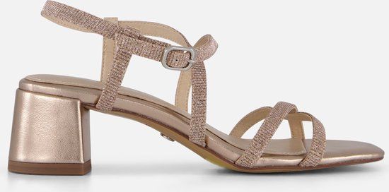 Tamaris Sandalen met hak goud Textiel - Maat 37