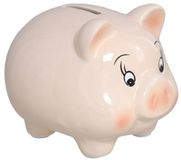 Gerimport Spaarpot Varken - dieren thema - 11 x 11 x 13 cm - roze - keramiek - kinderen