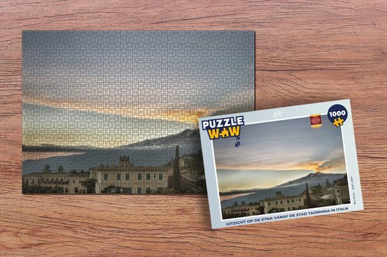 MuchoWow Puzzel Uitzicht op de Etna vanaf de stad Taormina in Italië - Legpuzzel - Puzzel 1000 stukjes volwassenen