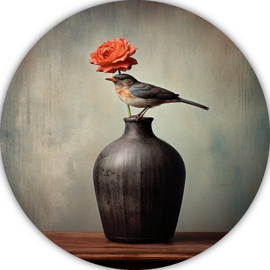 Merkloos / Sans marque Muurcirkel - Vaas rond schilderij - 60x60 cm - Forex - Modern