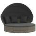 vidaXL Lit de jardin avec auvent et coussins poly rotin gris