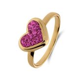 Lucardi Kinder Zilveren goldplated kinderring met roze kristal - Ring - 925 Zilver - Goudkleurig - 14 / 44 mm