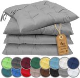 NatureMark Zitkussen stoelkussen met linten 40x40cm set van 4 zilvergrijs