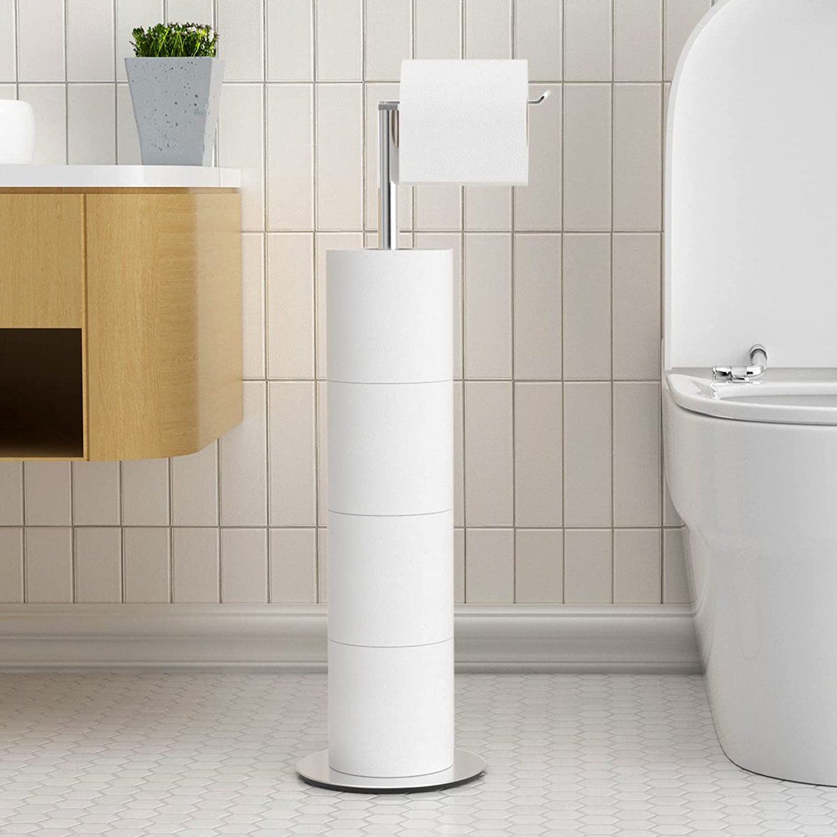niffgaff Toiletpapierhouder staand - Premium roestvrij staal - Zilver