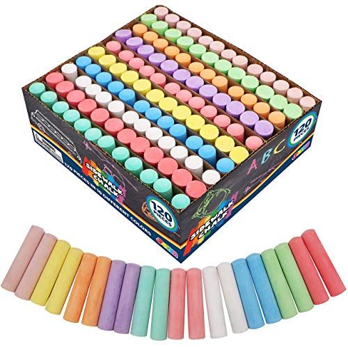 JOYIN 120 Pack Stoepkrijt voor kinderen Giant Box Niet-toxisch Jumbo Gekleurd Wasbaar Stoepkrijt voor peuters in 10 kleuren (120 stuks)
