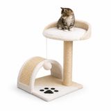 belviona Kattenkrabpaal 43 cm, met krabboog, speelbal & ligplateau, beige/wit