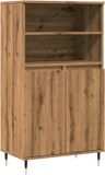 vidaXL Hoge kast, bewerkt hout, artisanaal eikenkleurig, 60x36x110 cm