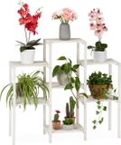 Relaxdays bloemenrek hout - 7 etages - binnen - staand - 86,5x95x29,5 cm - wit