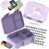 BEARFOOT Compacte Broodtrommel Bentobox Unicorn Eenhoorn BPA-vrij & Lekvrij 650ml Paars Meisjes