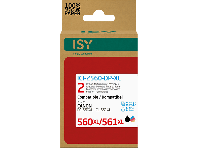ISY Multipack 2 Canon 560xl+561xl