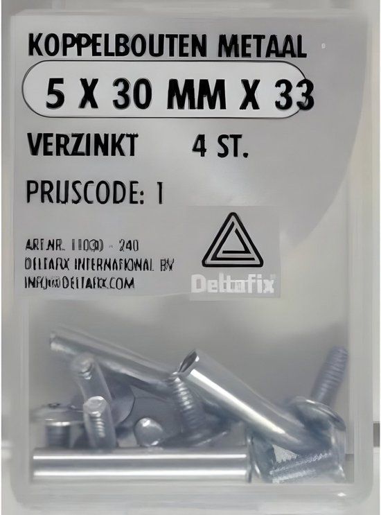 Deltafix Koppelbout metl 5x30mm verz 4st