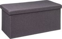 Atmosphera Poef/hocker/voetenbankje - opbergbox - fluweel donkergrijs - PO/MDF - 38 x 38 x 76 cm - opvouwbaar