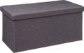 Atmosphera Poef/hocker/voetenbankje - opbergbox - fluweel donkergrijs - PO/MDF - 38 x 38 x 76 cm - opvouwbaar