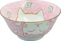 Merkloos / Sans marque TOKYO DESIGN STUDIO Kawaii Cat Bowl 15.3x8 cm 500ml Pink