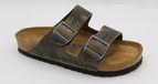 Birkenstock Slipper Arizona 1019313 Khaki Groen Vet Leer Normaal Zacht Voetbed