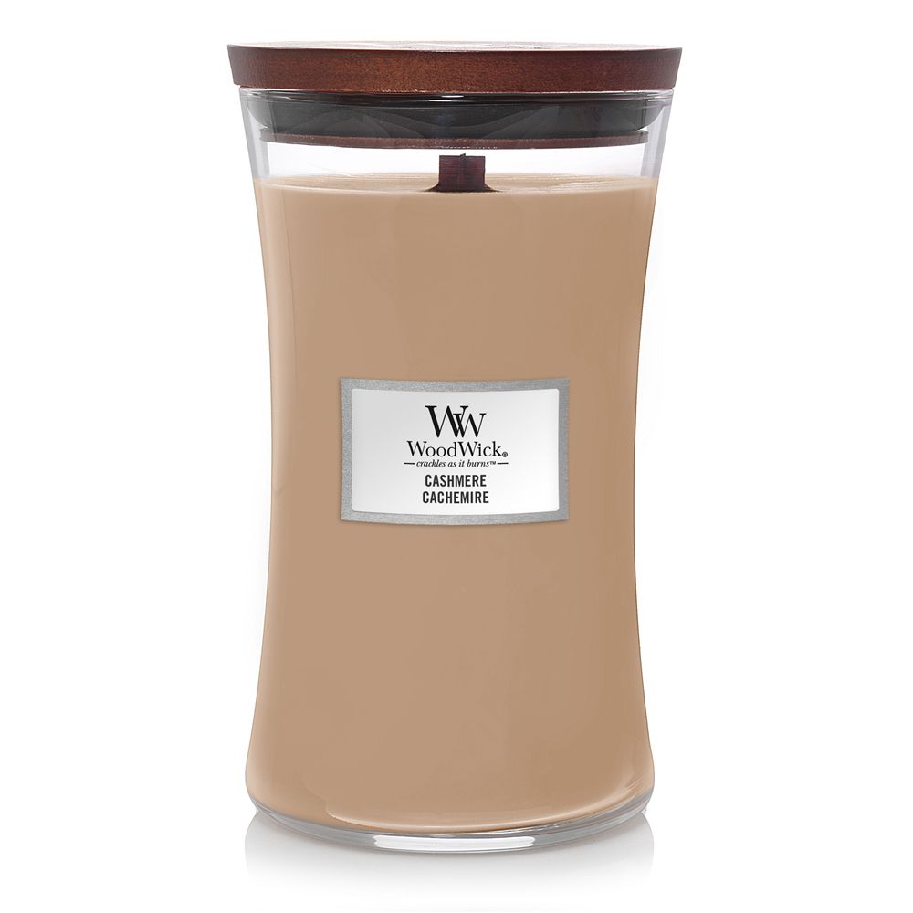 WoodWick Cashmere Geurkaars - Rond - Beige - 17.8 cm