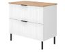 3xE living Meuble sous-vasque 80 cm, blanc, plan chêne clair, pieds noirs