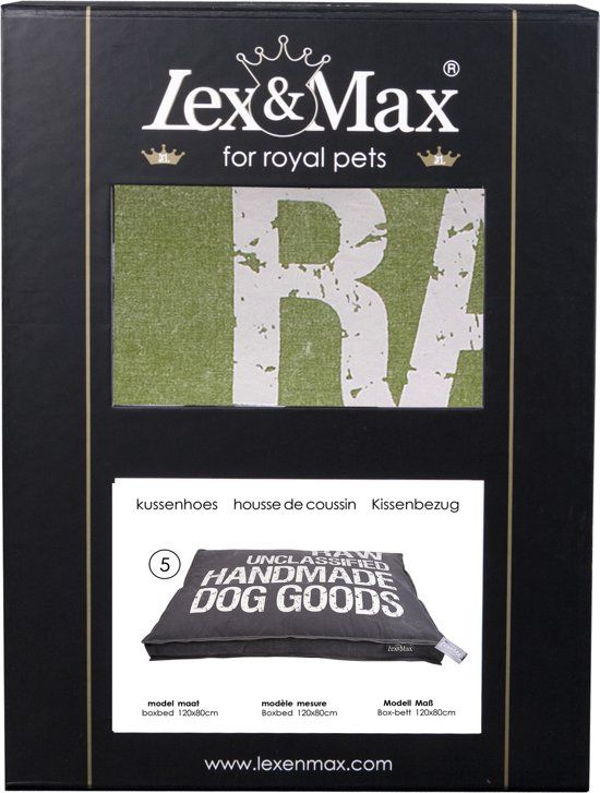 Lex & Max Raw Unclassified - Losse hoes voor hondenkussen Boxbed - Groen - 120x80x9cm