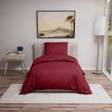 TRANKIELO® - Housse de couette 140x200 cm avec taie d'oreiller 65x65 cm - Bordeaux - 100% microfibre - certifié