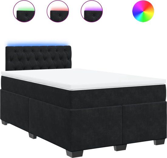 VidaXL Boxspring met matras fluweel zwart 120x200 cm