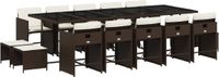 vidaXL 15-delige Tuinset met Kussens Poly Rattan Bruin