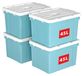 Set de 4 boîtes de rangement, 45 litres, plastique, avec couvercle, empilable