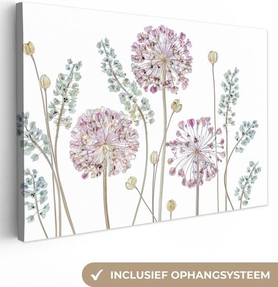 OneMillionCanvasses Canvas schilderij - Bloemen - Lente - Illustratie - 180x120 cm