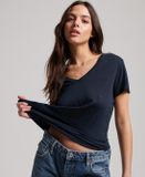 Superdry Studios Slub Emb Vee Tee Dames T-shirt - Donkerblauw - Maat XXS
