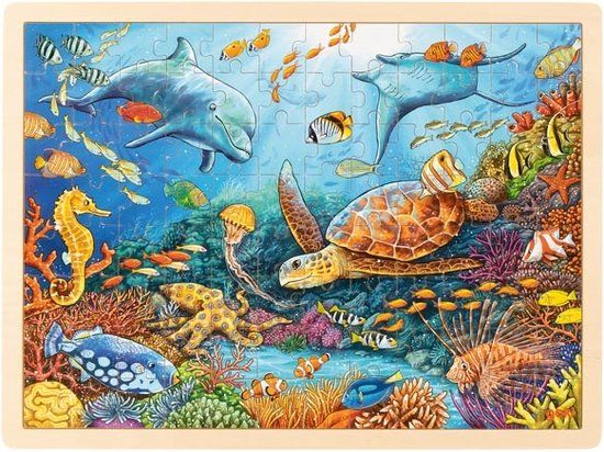 Goki Houten Legpuzzel Great Barrier Reef - 96 Stukjes - Unisex