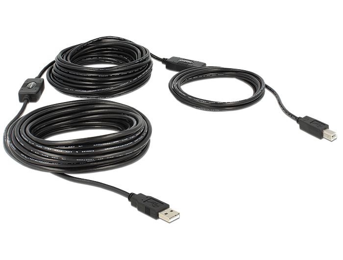 DeLOCK 20m USB 2.0-A naar USB 2.0-B kabel zwart