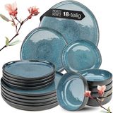 Moritz & Moritz ORGANIC Serviesset 6 Persoons - 18-delig Servies Set met Dinerbord, Soepbord en Dessertbord - Blauw