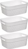 5Five Opbergmand/box van kunststof - 3x - wit - 21 x 27 x 11 cm - 5 liter