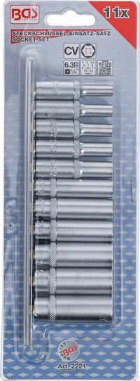 BGS 2221 Doppenset - 1/4" Lange Diepe Doppen (4-13 mm) - 11 Delig
