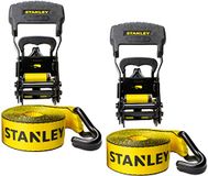 STANLEY S1007 Zwart/Geel 3,8 cm x 16' Ratchet Tie Down Straps - 0,5 kg Veilige werklast/1,5 kg breuksterkte, 2 Pack