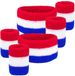Boland Party Haarband met zweetbandjes - 2x set - rood/wit/blauw - dames/heren - Holland fan/suppporters - Koningsdag - EK/WK